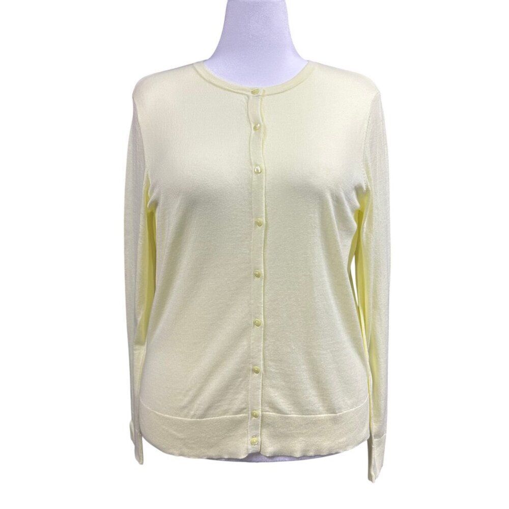 NEW Loft Lightweight Sheer Knit Button Up Cardigan Sz XL Yellow Preppy